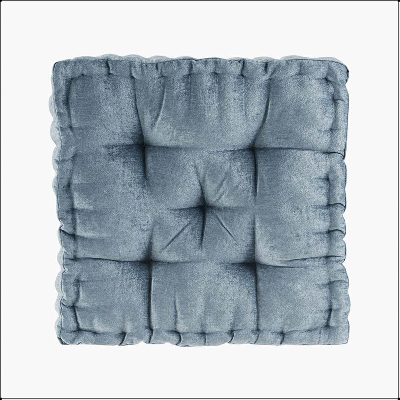 Coussin de sol carré en poly chenille, Turquoise
