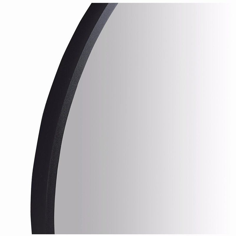 24" large round black round mirror