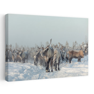Reindeers Abstract Contemporary Deer Animal Winter Wall Art Print