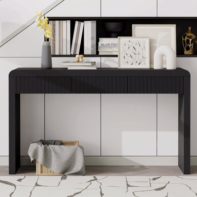 Console rustique avec 3 tiroirs cannelés