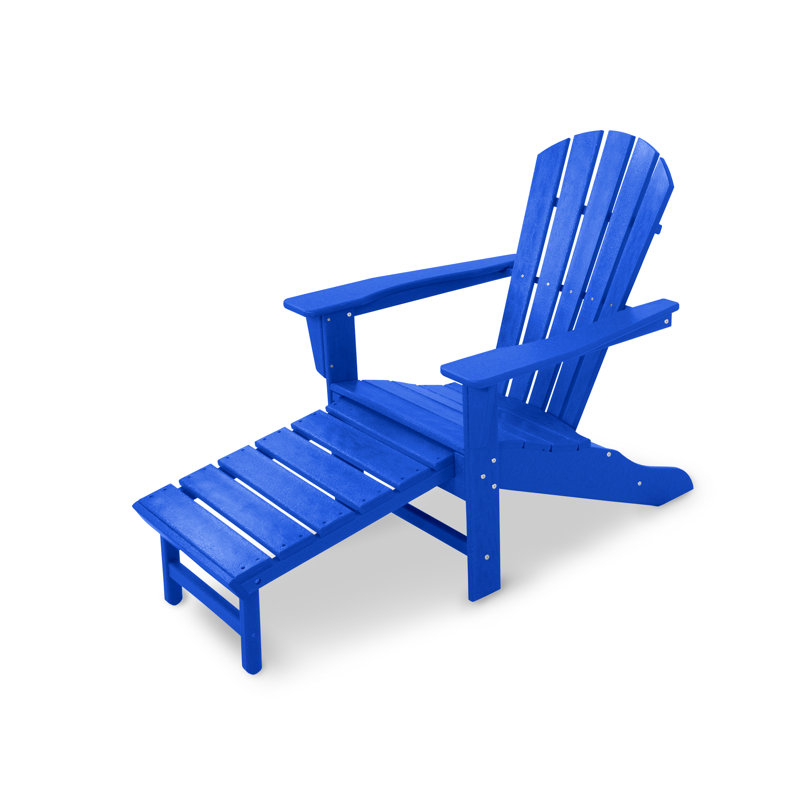 POLYWOOD Palm Coast Ultimate Adirondack avec repose-pieds dissimulé, Bleu pacifique