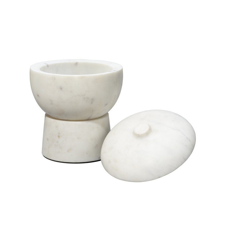 Handcrafted White Marble Decorative Storage Box with Lid