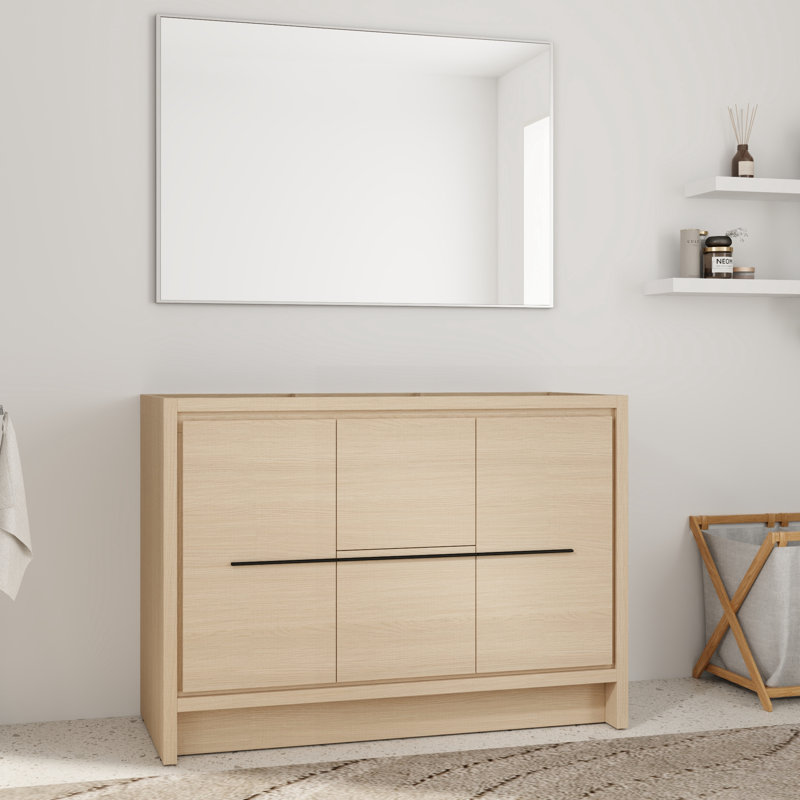 Base de meuble-lavabo simple 48 po seulement, base sans plateau en chêne dune