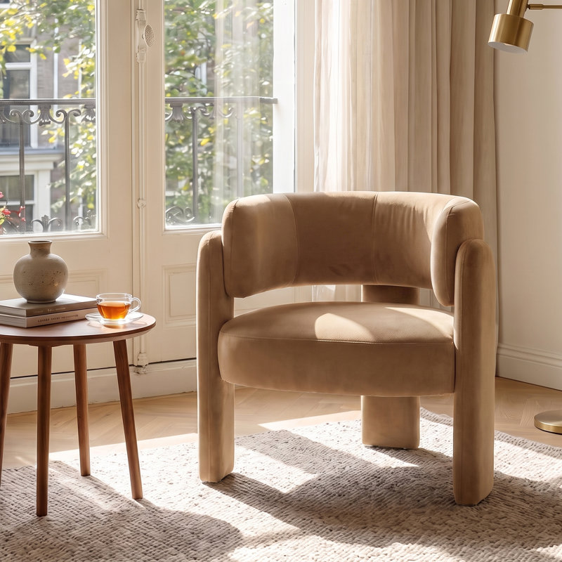 Fauteuil d'appoint demi-tonneau 33 po, Velours kaki