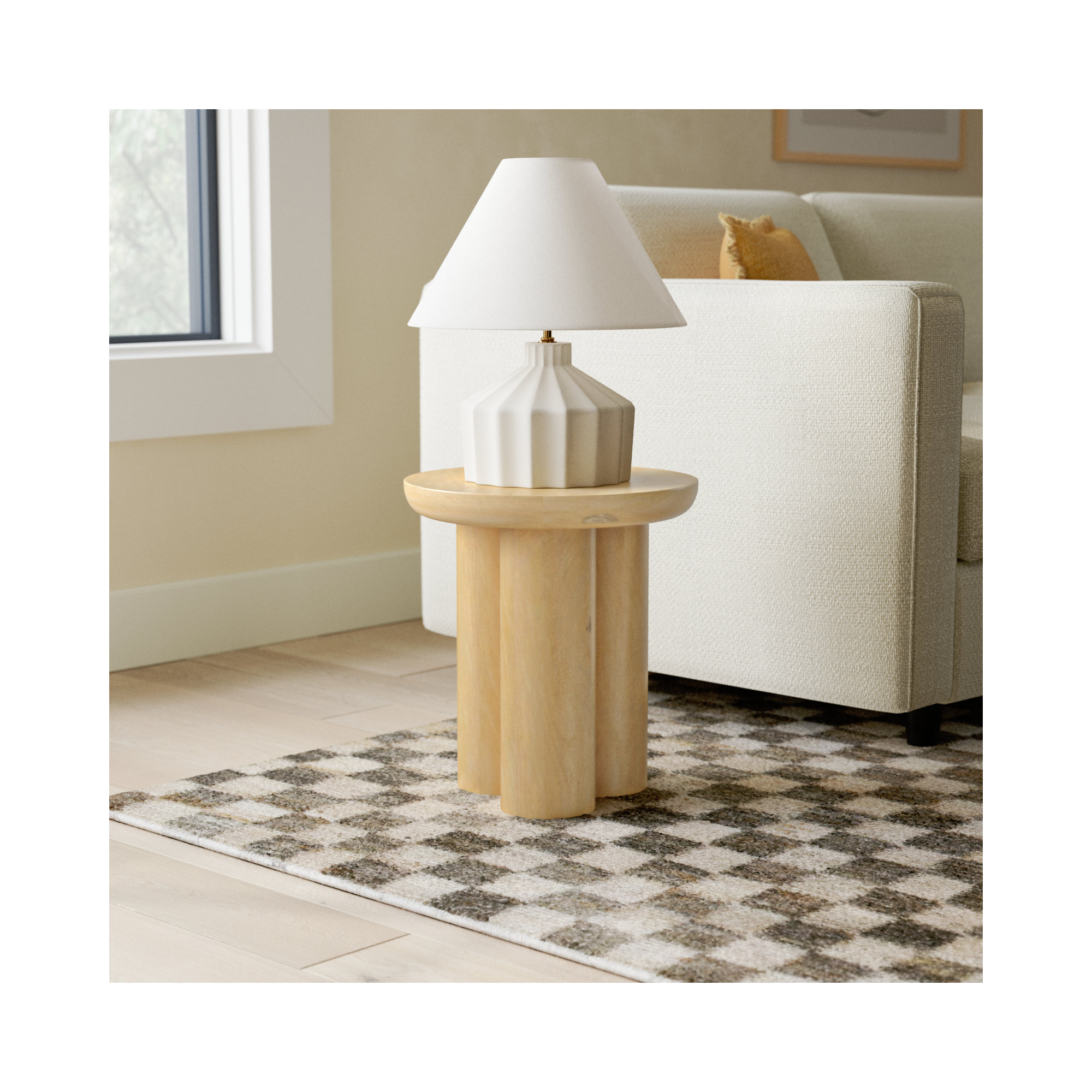 Faustine Modern Neutral Wooden End Table, Natural