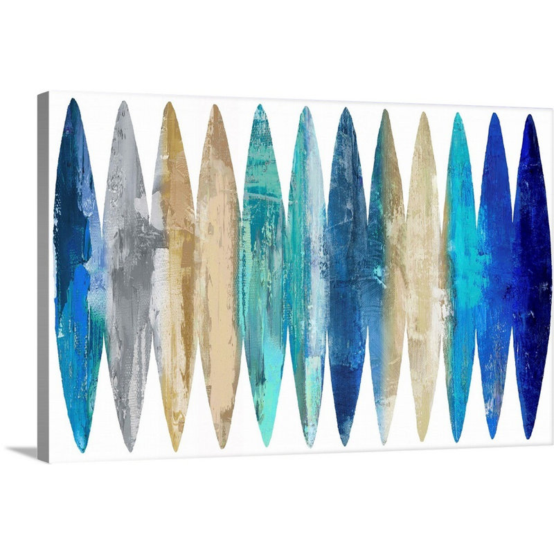 Reproduction d’art sur toile abstraite planches de surf bleu clair par David Moore, Toile tendue