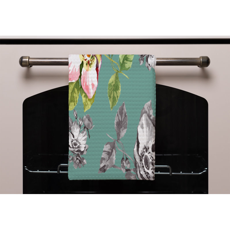 Cotton Floral Waffle Kitchen Towel