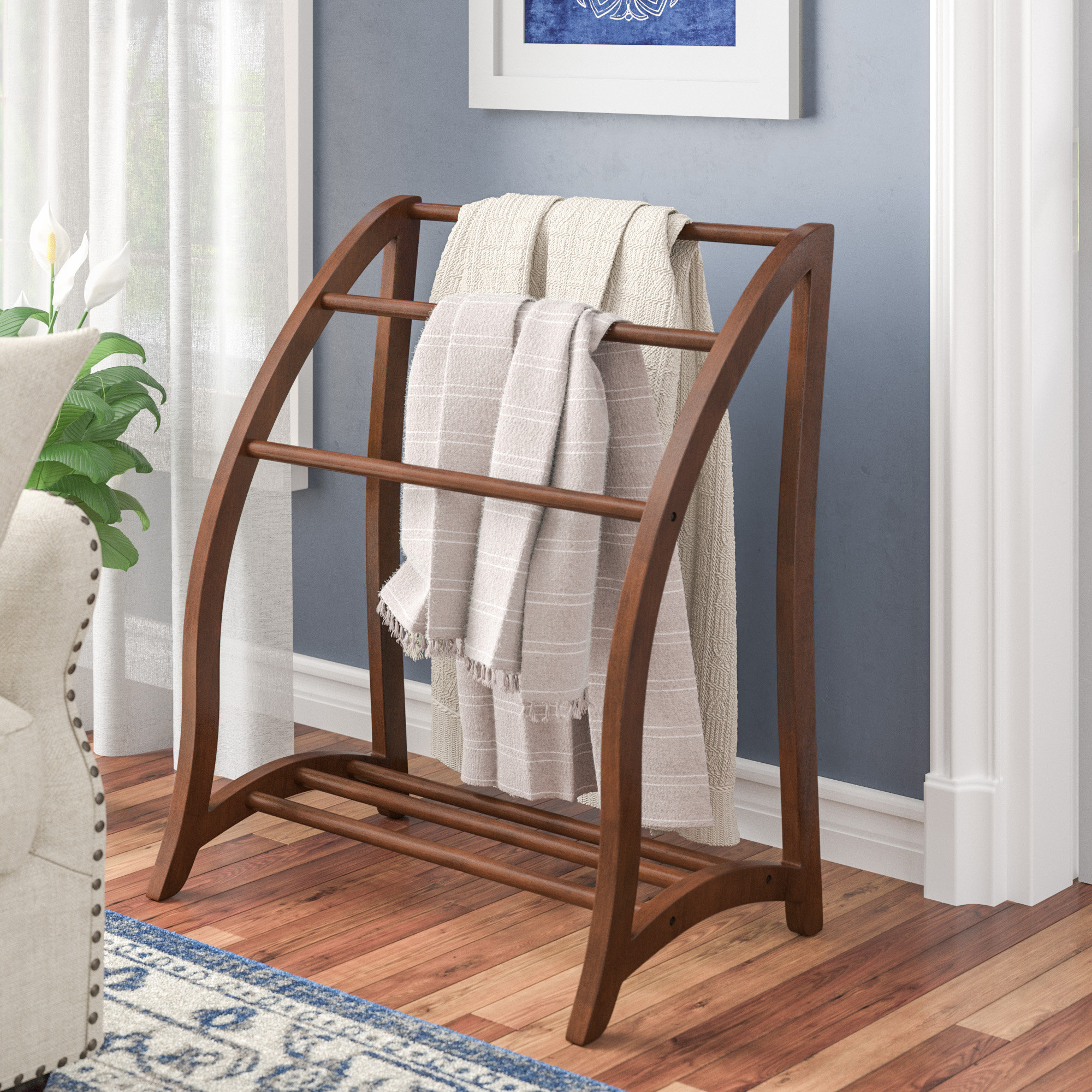 Red Barrel Studio® Espinosa Walnut Quilt Rack & Reviews | Wayfair