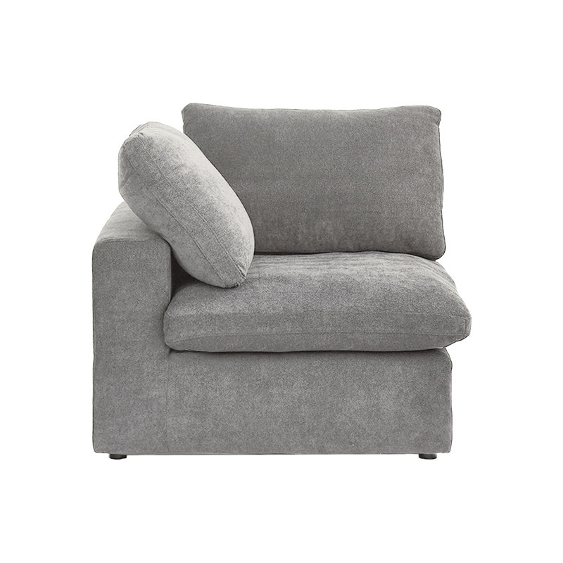 Fauteuil d'angle à housse en lin mélangé, Gris