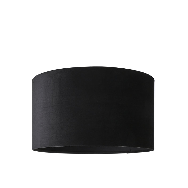 20cm H Velvet Drum Pendant Shade ( Screw On ), Black, 20 cm H x 35 cm W x 35 cm D
