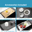 Évier de cuisine en acier inoxydable de 33 po x 22 po, simple cuve sur pied noire avec planche à découper, conçu pour la durabilité et le style offrant beaucoup d'espace de travail