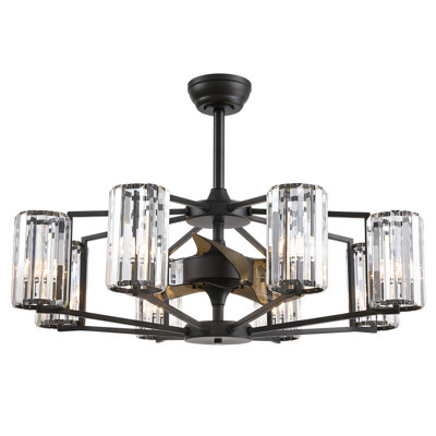 Ferris 36" 8 - Light Dimmable Crystal Ceiling Fan with Light Kit and Remote Control