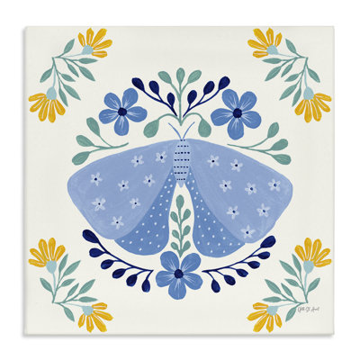  Art mural sur toile "Blue Folk Butterfly" par Yvette St. Amant
