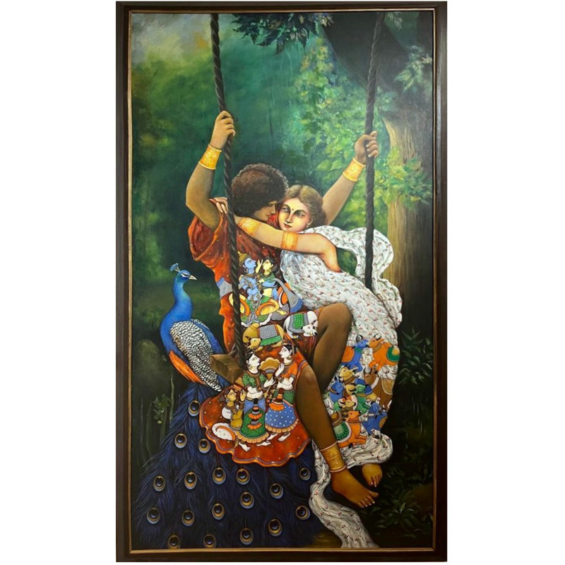 Shringar de Radha et Krishna | Acrylique sur toile | Par Nikunja Bihari Das