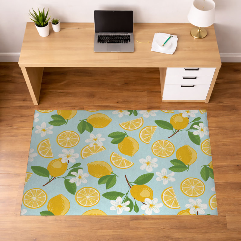 Tapis de bureau léger et antidérapant Lemmie, Bleu, L 84 po x P 60 po