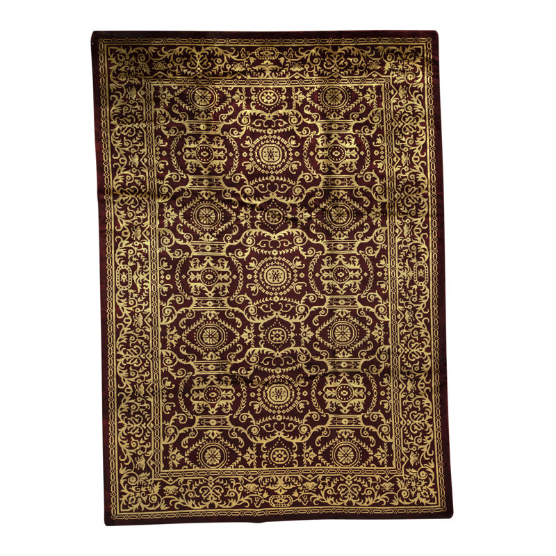 Hand-Knotted High-Quality Red and Gold Area Rug