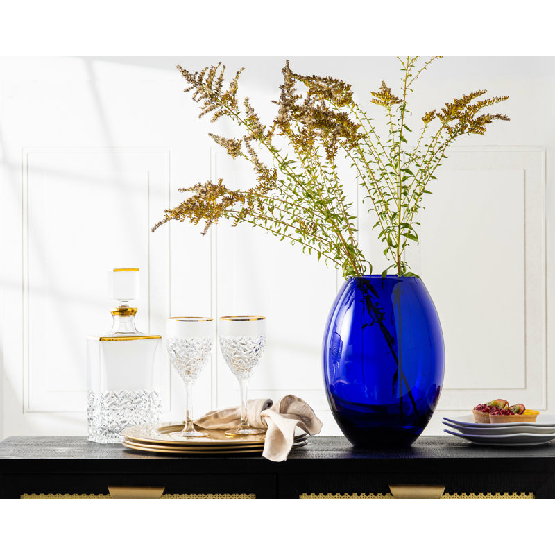 Handmade Glass Table Vase, 11.75" H x 8.5" W x 8.5" D