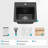 Quartz Drop in Topmount Bar Sink - 15" x 15" x 9.65" Black Granite Composite Workstation Single Bowl Kitchen Sink
