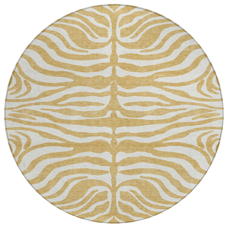 Solstice Gold Washable Indoor-Outdoor Rug - , 8' x 8'