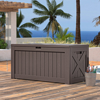 120 Gallons Water Resistant Lockable Deck Box by Patiowell