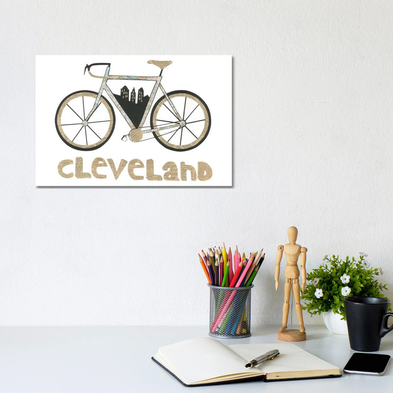 Bike Cleveland by Paper Cutz - Wrapped Canvas Print, 20.32 cm H x 30.48 cm W