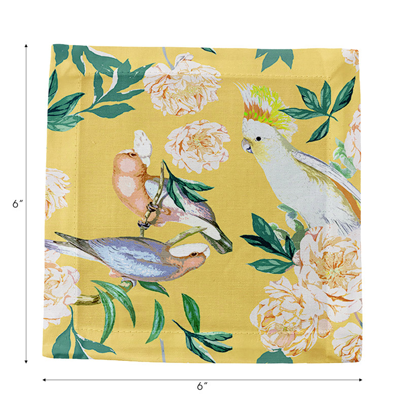 Peony Inspira Cotton Sateen Cocktail Napkins, Goldenrod