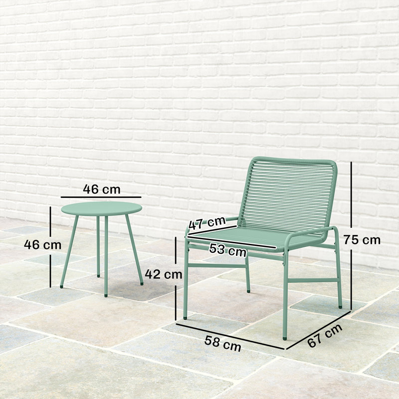 2 - Person Patio Dining Set with Round Table, Green