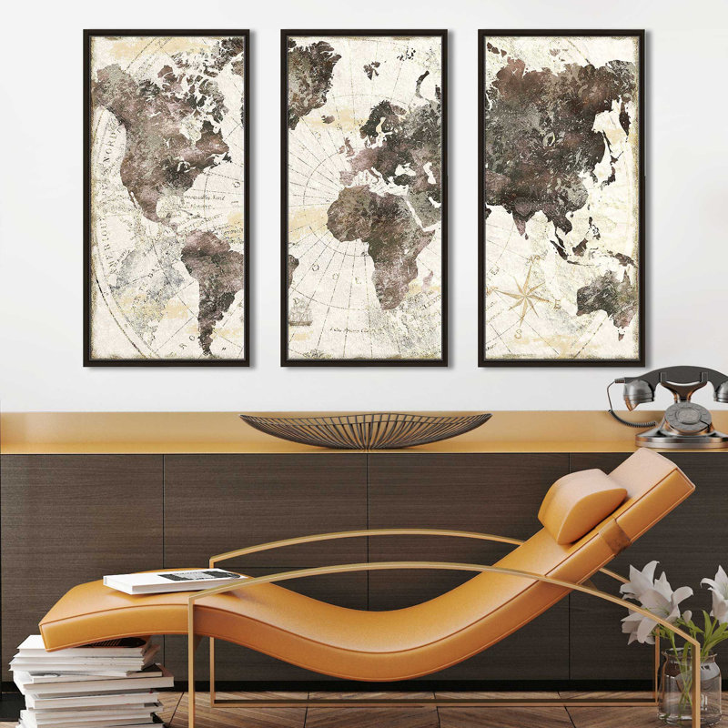 "Terra Nova" par CAD Designs, reproduction sur toile flottante 3 pièces, H 33,5 po x l 52,5 po x P 2 po