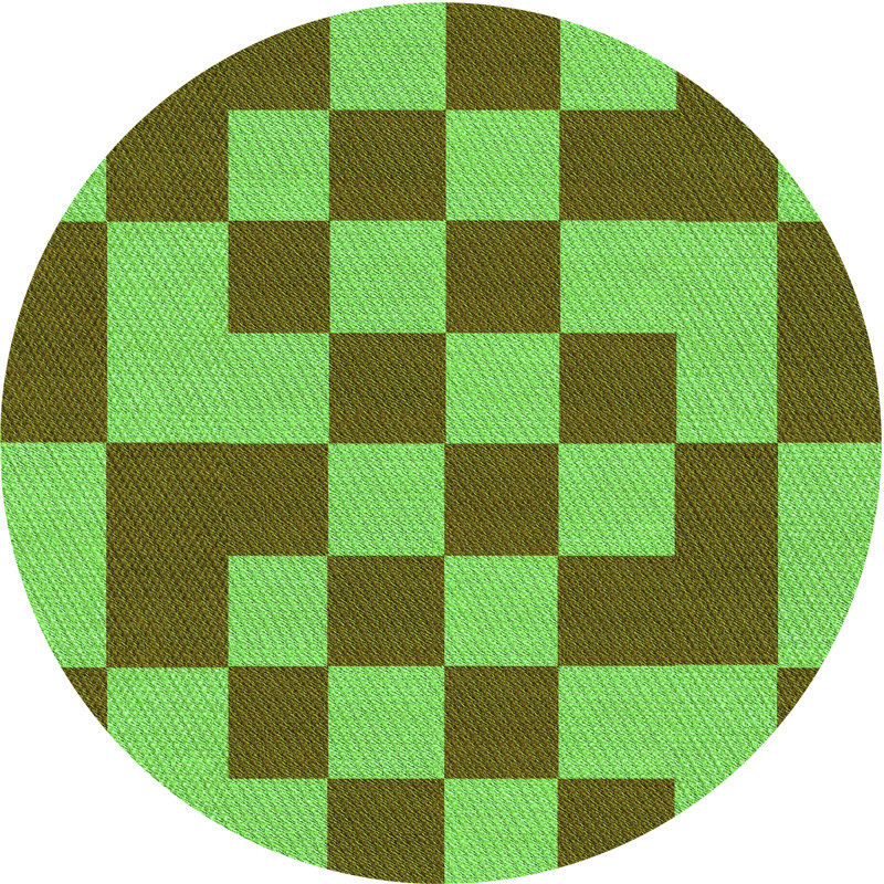 Tapis géométrique en laine vert, Rond 3 pi