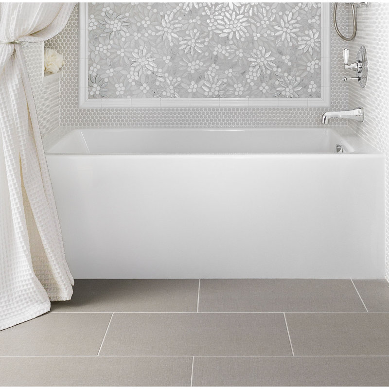 Sydney 60'' L Soaking Bathtub, White, Right, Satin Chrome