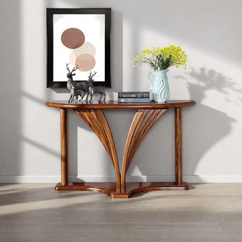 Semi-Circle Solid Wood Console Table, 33.07" H x 53.15" W x 17.72" D