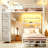 Bunk Bed Twin Over Twin with 3-Tier LED Shelves and Hall Tree Storage-1680424713