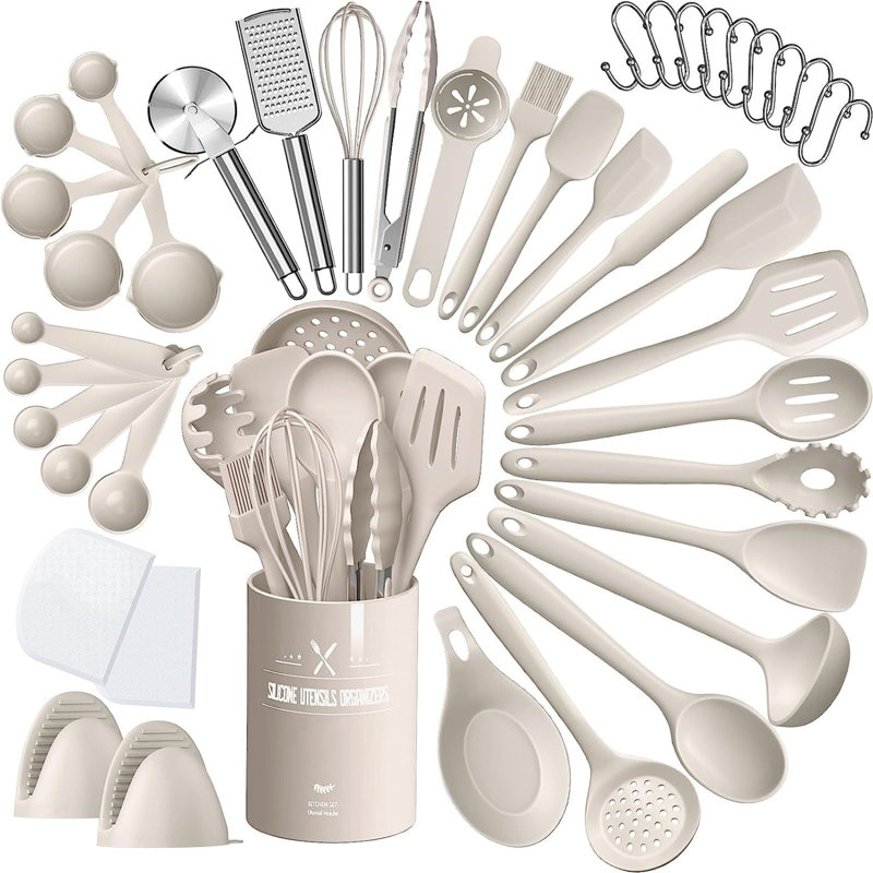 Belfry Kitchen Oellers 43 Utensil Set, Khaki