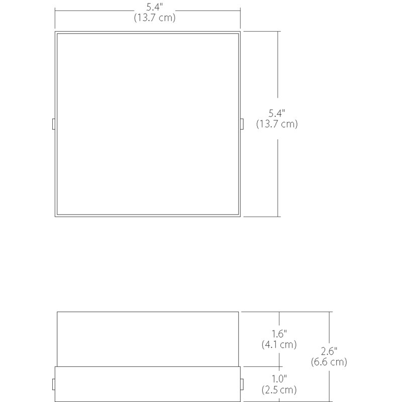 Plafonnier encastré carré Blox - nickel satiné - 3000K, H 2,6 po x l 5,4 po x P 5,4 po