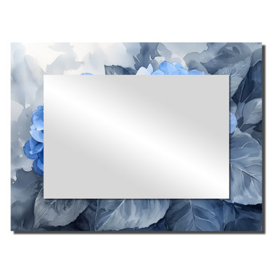 Hydrangeas In Greyscale Garden I - Miroir mural décoratif floral - imprimé sur métal