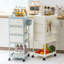 Poussette de rangement - 4 couches, rangement pour la chambre à coucher, le salon, la cuisine, les toilettes, flexible à déplacer, peut mettre des jouets, des collations, des outils, des fournitures pour animaux de compagnie, le matériau en PP est sé