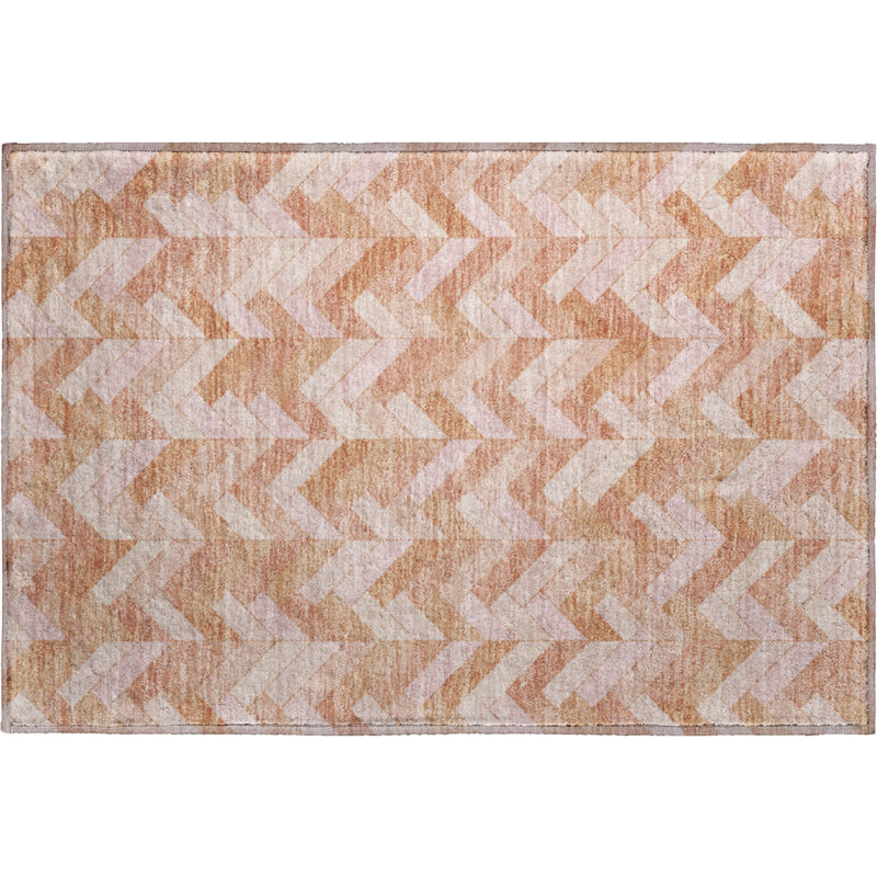 Tapis géométrique de qualité supérieure lavable à la machine Mayfield AMF2297, 2 pi 6 po x 3 pi 10 po, Saumon