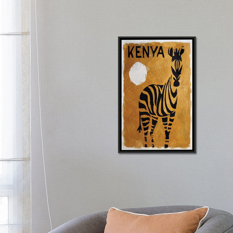 «Kenya», impression sur toile, H 26 po x l 18 po x P 1,5 po, Toile avec cadre noir, Pas de tapis
