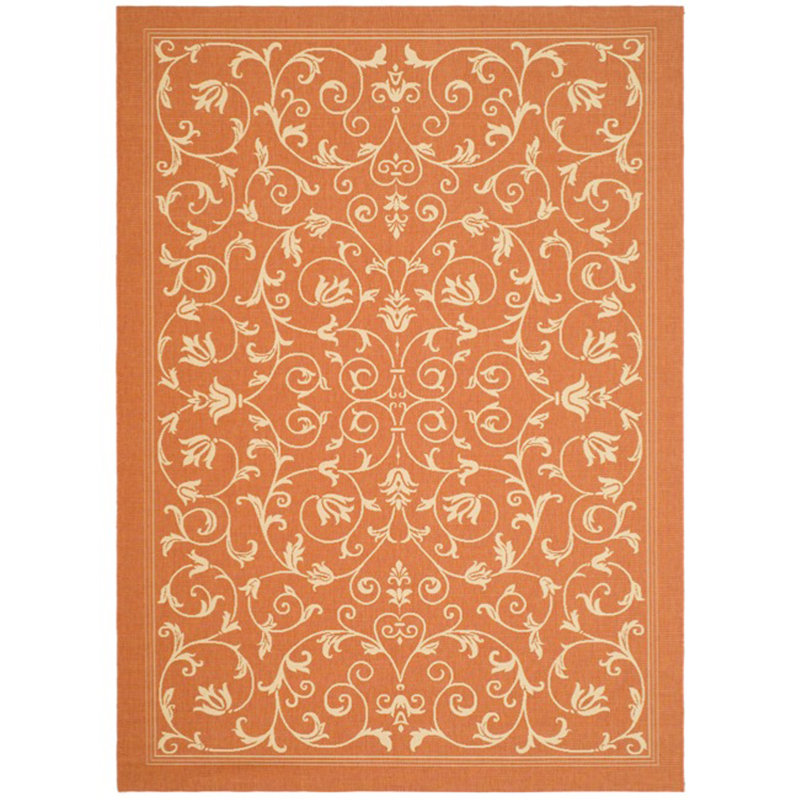 Arneshia Floral Terracotta/Natural Area Indoor/Outdoor Area Rug, Rectangle 5'3" x 7'7"
