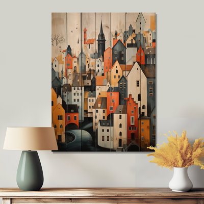 Danemark, toits écarlates, collage III sur bois