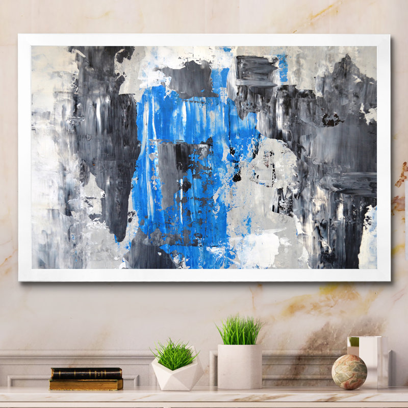 «Gray Meets Blue Abstract Art II», reproduction d'art sur toile, H 16 po x l 32 po x P 1 po