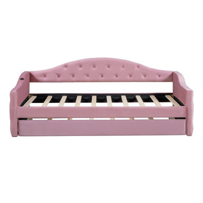 Twin Size Upholstered Daybed With Trundle And Usb Ports by Everly Quinn