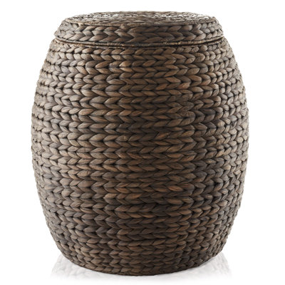 Panier de rangement rond en jacinthe d'eau avec panier