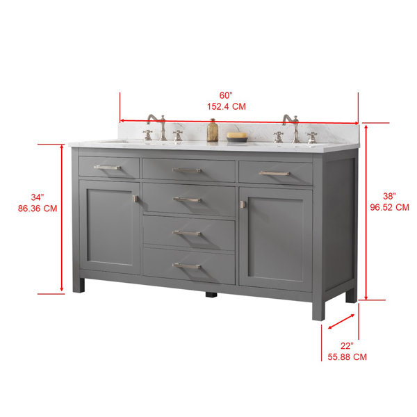 Breakwater Bay Saur 60'' Double Bathroom Vanity with Engineered Stone ...