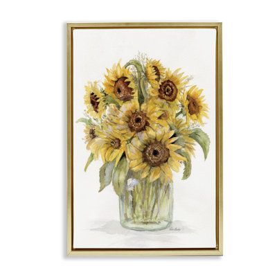 Toile flottante encadrée «Sunflower Jar Bouquet» par Patti Bishop