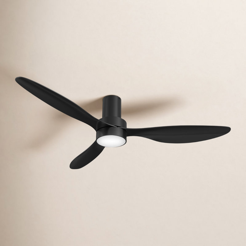 Ventilateur de plafond encastré à DEL à 3 pales de 52 po avec télécommande et ensemble d'éclairage inclus , Noir