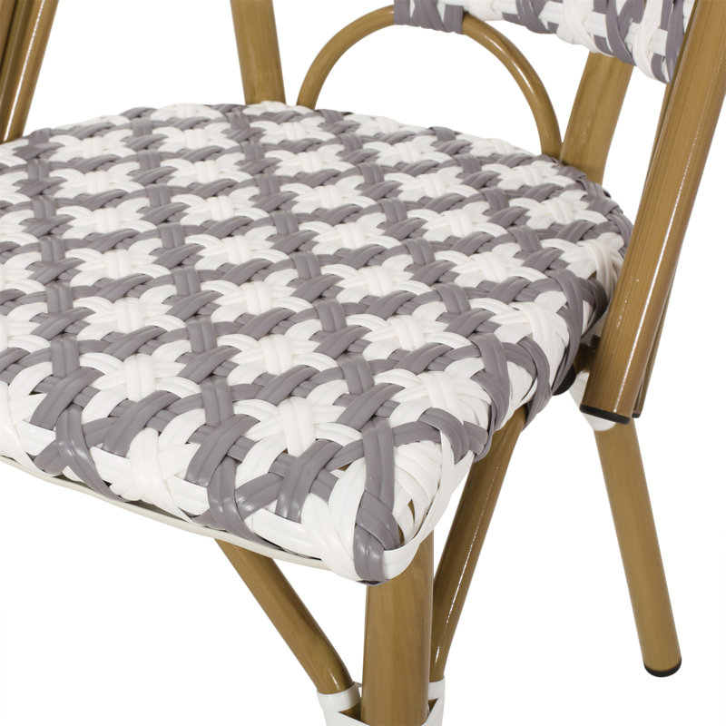 Chaises d'extérieur en rotin PE et aluminium, ensemble de 2, finition bambou
