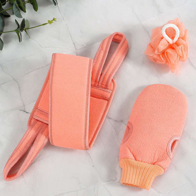 3pcs Exfoliating Back Scrubber Bath Gloves Set for Body Scrub