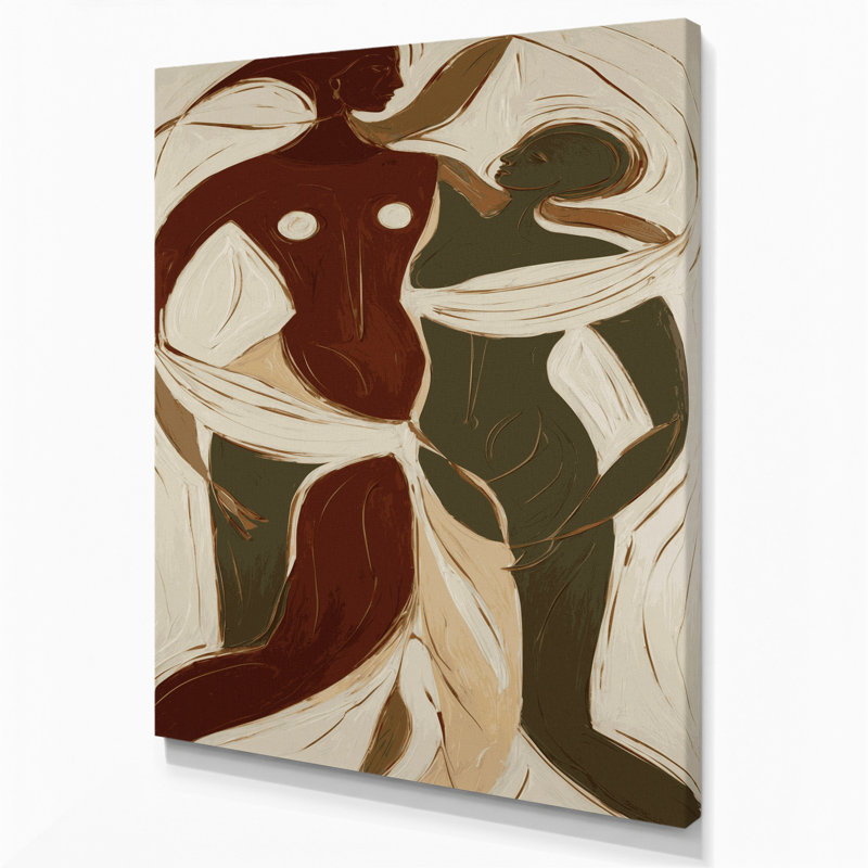 Abstrait art figuratif beige sur toile 53, H 14 po x l 11 po