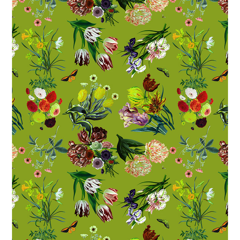 Royal Delft Floral Metallic Wallpaper Roll, Green